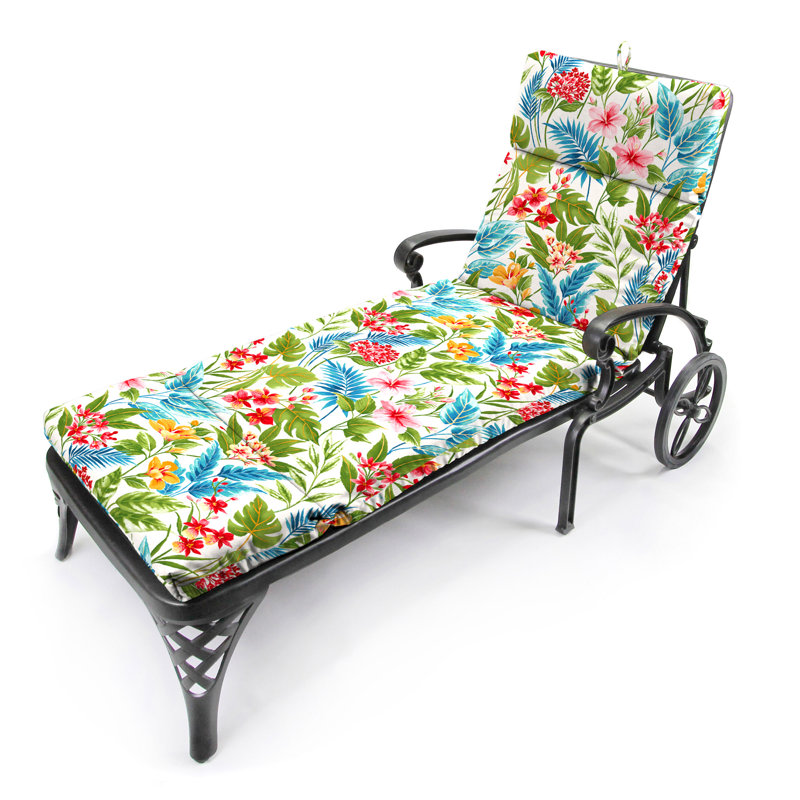 72" x 22" Outdoor Chaise Lounge Cushion with Ties and Loop