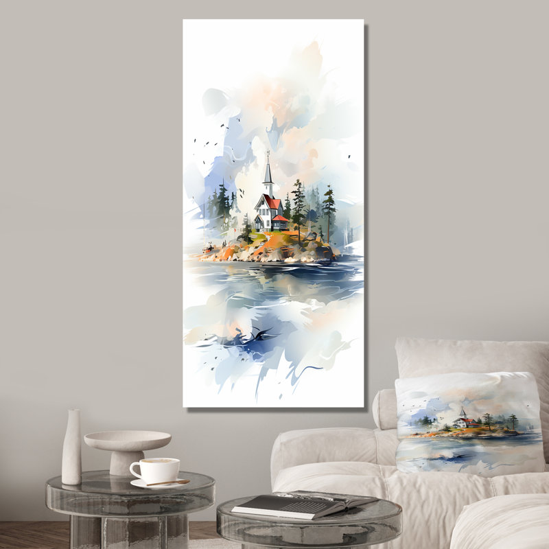 Faith In Church By The Lake - Art mural, Toile tendue, 32" H x 24" W