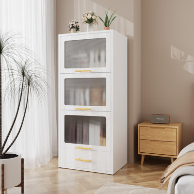 Metal Modern Kitchen Pantry Bathroom Storage Cabinet with Flip Up Doors and Drawer by Mercer41