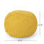 Pouf tricoté rond en coton, jaune