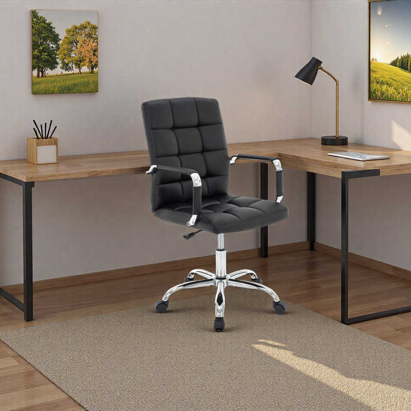 Aime Ergonomic Desk Chair Office Chair， Modern Pu Leather Home Office Task Chair With Arms, Adjustable Swivel Computer Chair