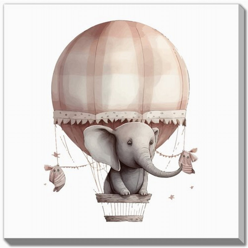 Éléphant, art mural sur toile, H 16 po x l 16 po