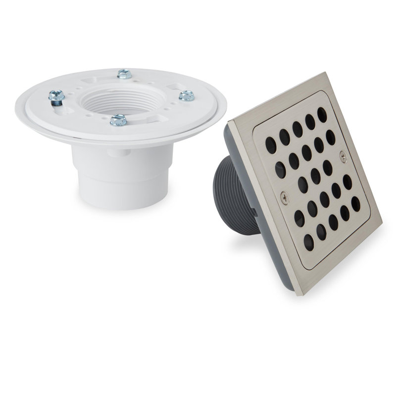 Menlo Square Shower Drain, Brushed Nickel, Yes