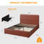 Grand lit plateforme en cuir PU avec tiroirs de rangement - Aucun sommier requis, facile à assembler, brun-1881781665-1881781664