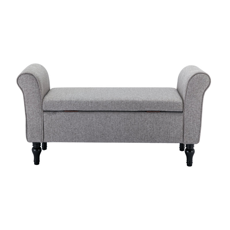 Alcott Hill® Linen Upholstered Storage Ottoman With Arm & Reviews | Wayfair