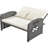 PE Wicker Rattan Double Chaise Lounge, 2-Person Reclining Daybed With Adjustable Back And Cushions, Free Furniture Protection Cover