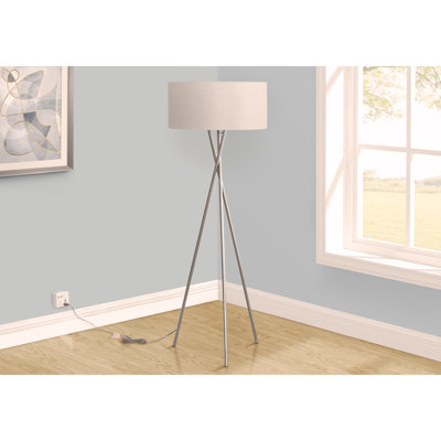 Marlborough Lighting, 62"h, Floor Lamp, Nickel Metal, Grey Shade, Contemporary