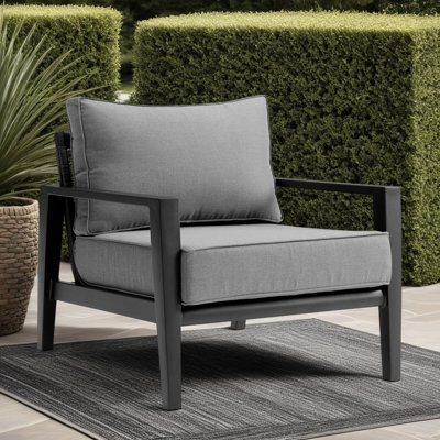 Chaise d'extérieur Wasserman en aluminium noir et gris foncé