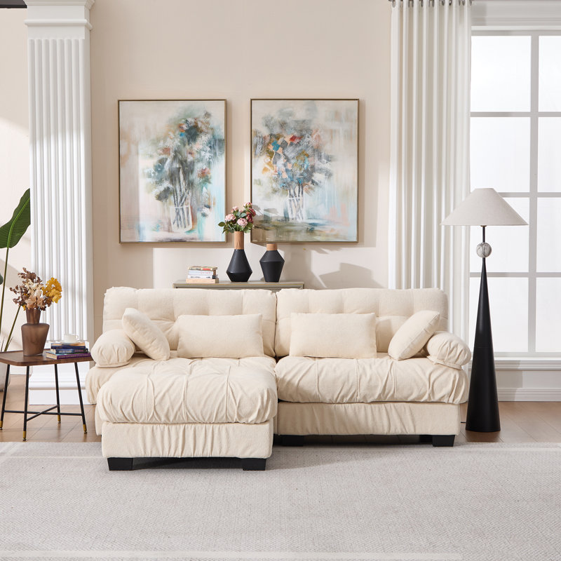 Canapé modulaire modulaire Cloud Couch avec sièges profonds et repose-pieds, H 35 po x l 88 po x P 57 po, Beige