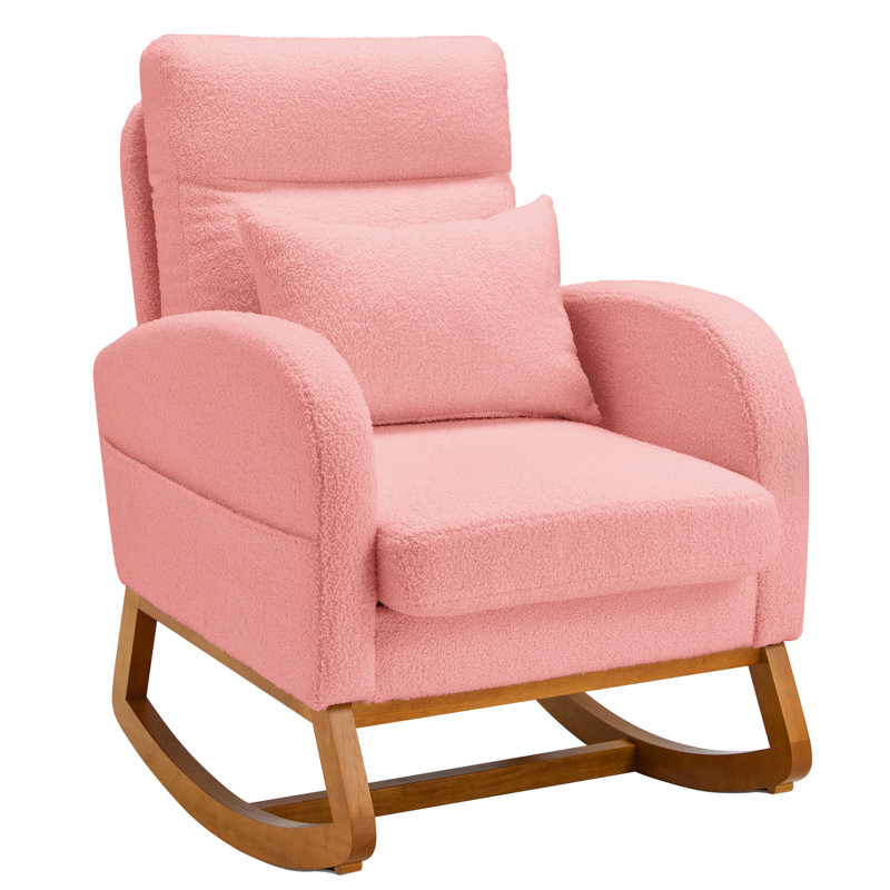Chaise berçante en bois massif EROMMY, Rose