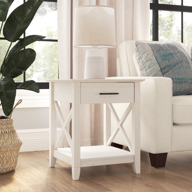 Table de bout avec rangement Huckins, Chêne blanc lin