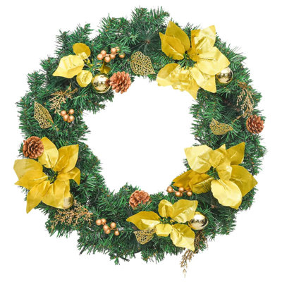 Christmas Wreath Decoration Artificial Xmas Garland with LED Lights PVC