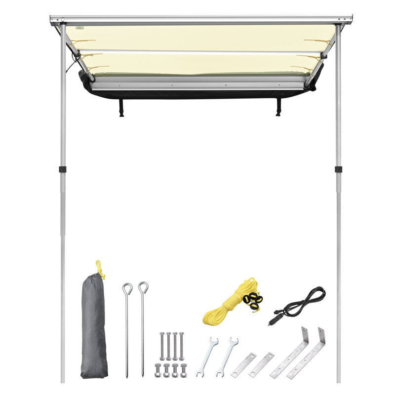 Auvent latéral escamotable manuel avec gris Yescom, H 78,74 po x l 55,12 po x P 44,88 po, Beige