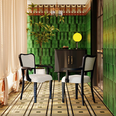 Two Pieces Chairs For Indoor, Upholstered Dining Chairs, Set Of 2 Traditional Armchairs With Curved Lines