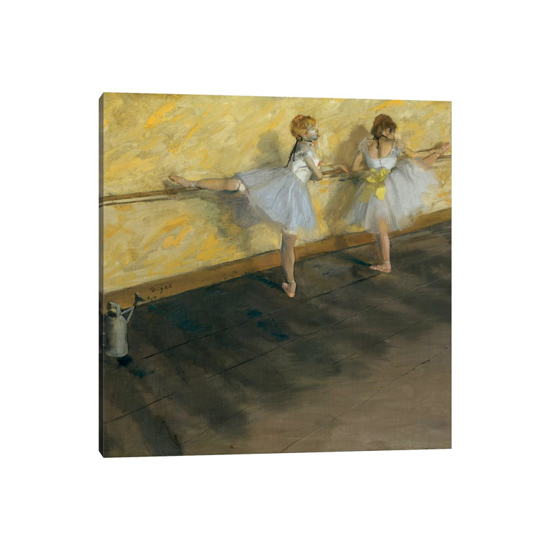 Dancers Practising At The Barre by Edgar Degas - Wrapped Canvas Painting, 45.72cm H x 45.72cm W x 1.91cm D