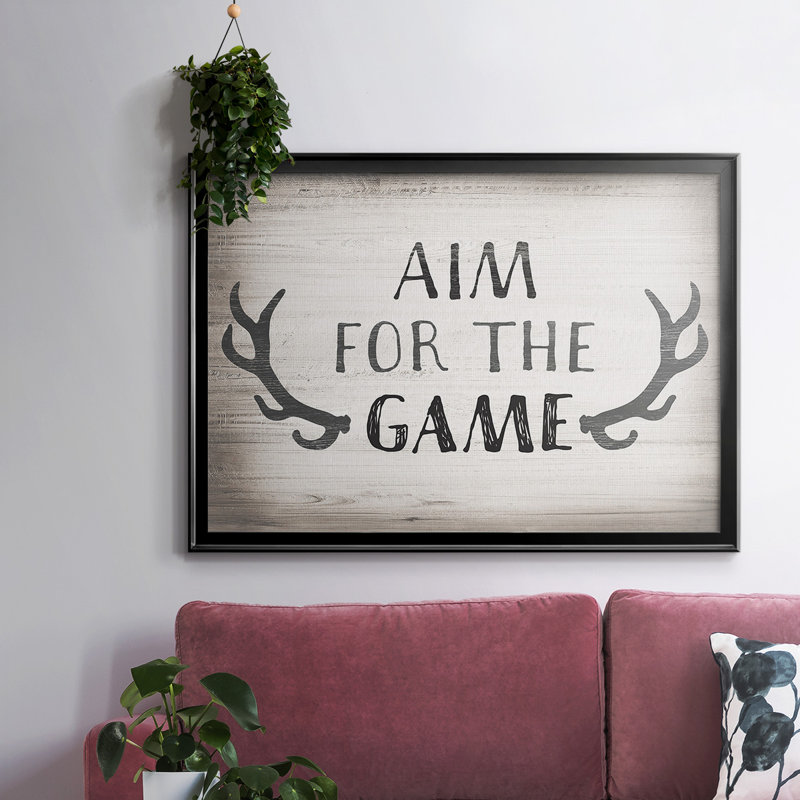 «Aim Game», art textuel sur toile, Noir, H 30 po x l 44 po x P 1,5 po