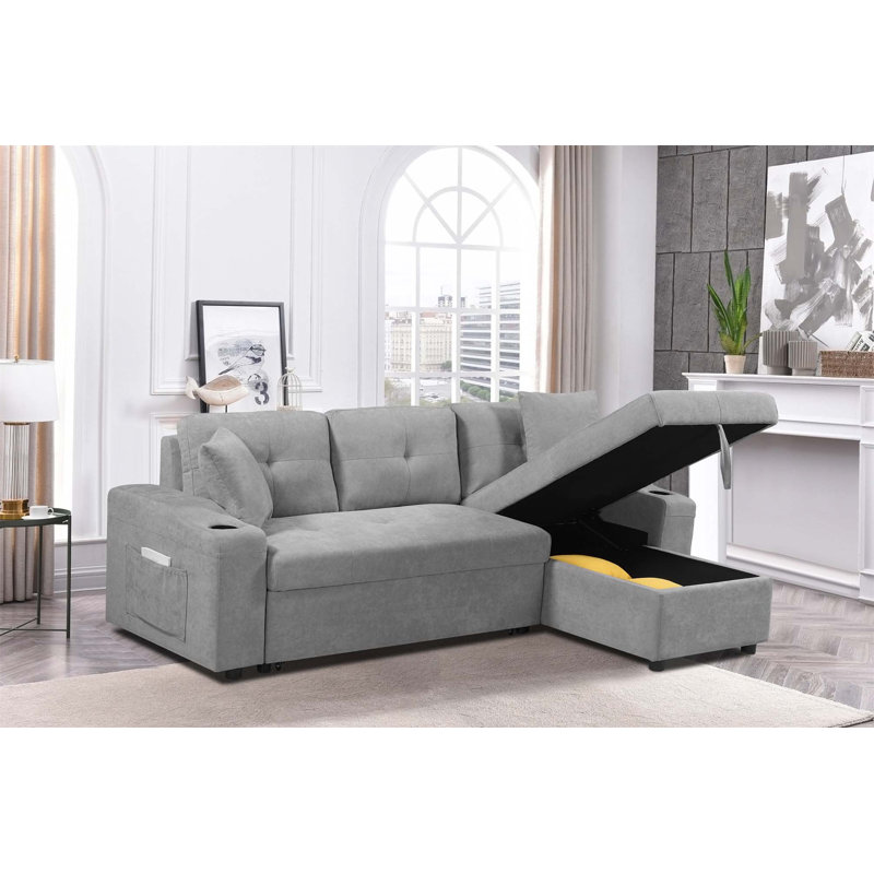 Clowser Upholstered L-Shaped Sectional Right Hand Facing, Gray