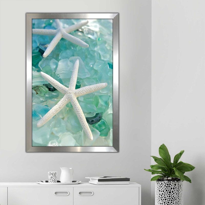 Seaglass 1 by Alan Blaustein - Painting, Framed Print, 27.5" H x 21.5" W, Silver