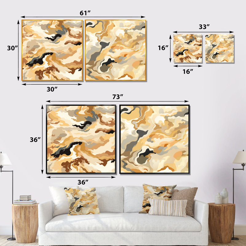 Conleigh - Ensemble de 2 impressions sur toile abstraites, Toile tendue, H 16 po x l 33 po x P 1 po