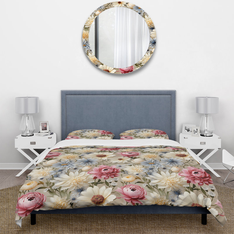 Ivory English Countryside Floral Pattern - Ensemble de housse de couette à motif floral