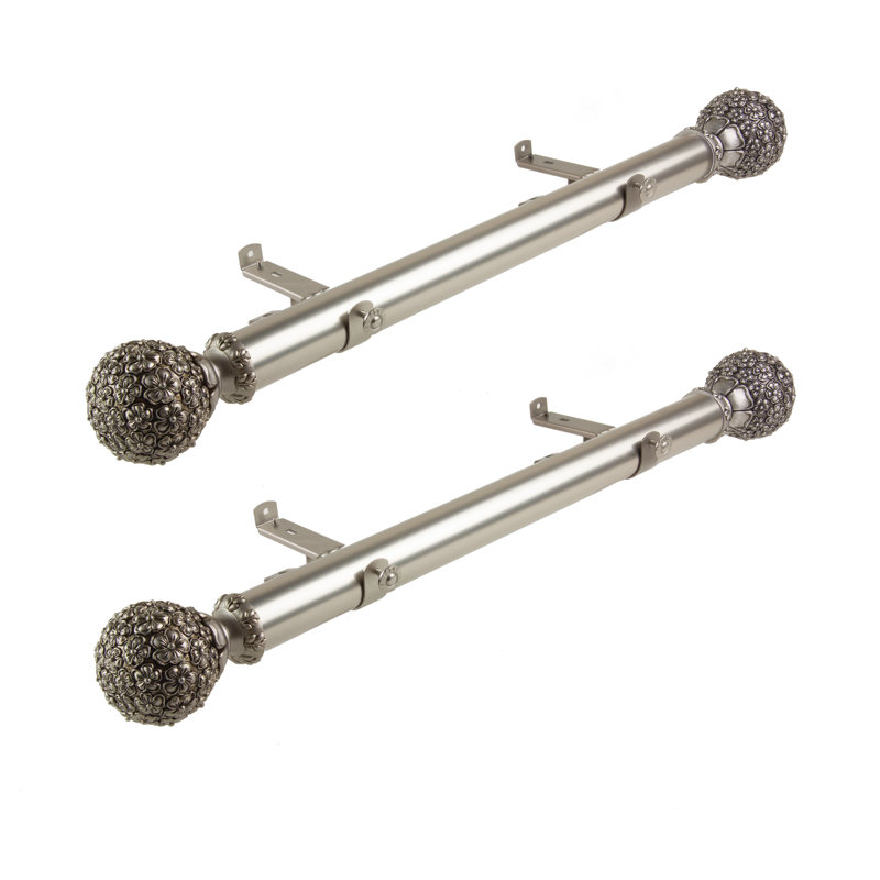Tringle à rideaux simple latérale Saroyan, H 1,5 po x l 18 po x P 1,15 po, Nickel satiné
