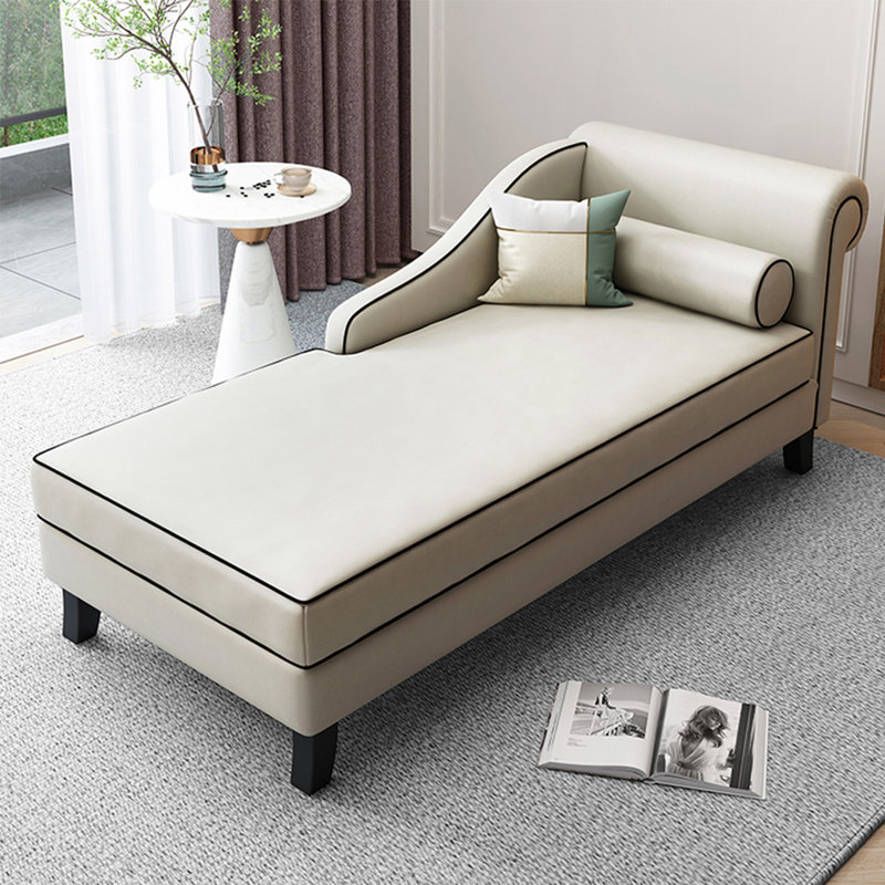Chaise longue rembourrée Gibeon, Accoudoir à droite (vu de face), Blanc cassé