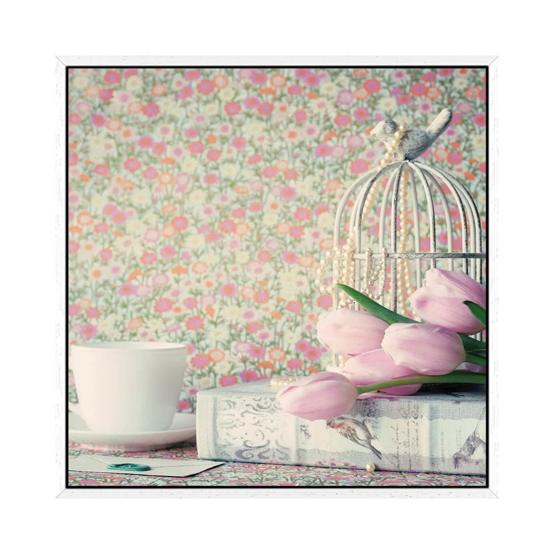 A Little Letter For You by Caroline Mint - Print on Canvas, White Framed, 93.98 cm H x 93.98 cm W