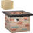 32 Inch Outdoor Propane Gas Fire Pit Table, 50,000 Auto-Ignition, Square Faux Ledge Stone Glamour, Lava Rocks, Rain Cover, , Cream Brown 32" Entice, Russet