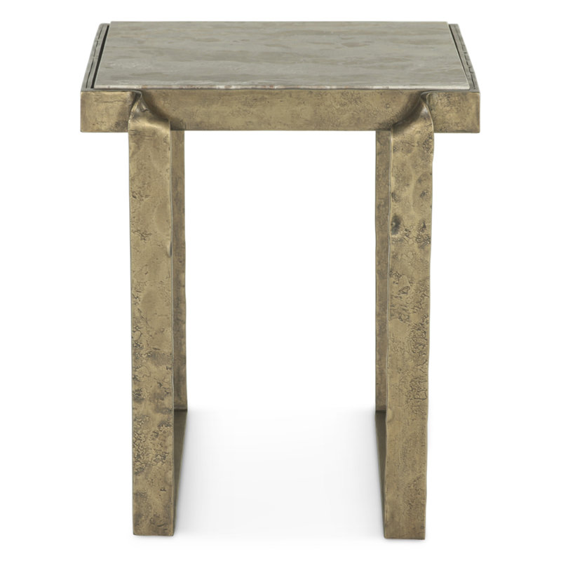 Rhodes 19" Square Marble Top Side Table with Antique Brass Base