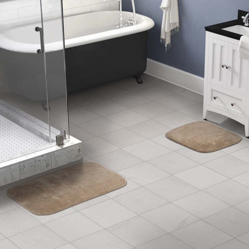Cambridge 2 Piece Nylon Washable Bathroom Rug Set Taupe, Tan