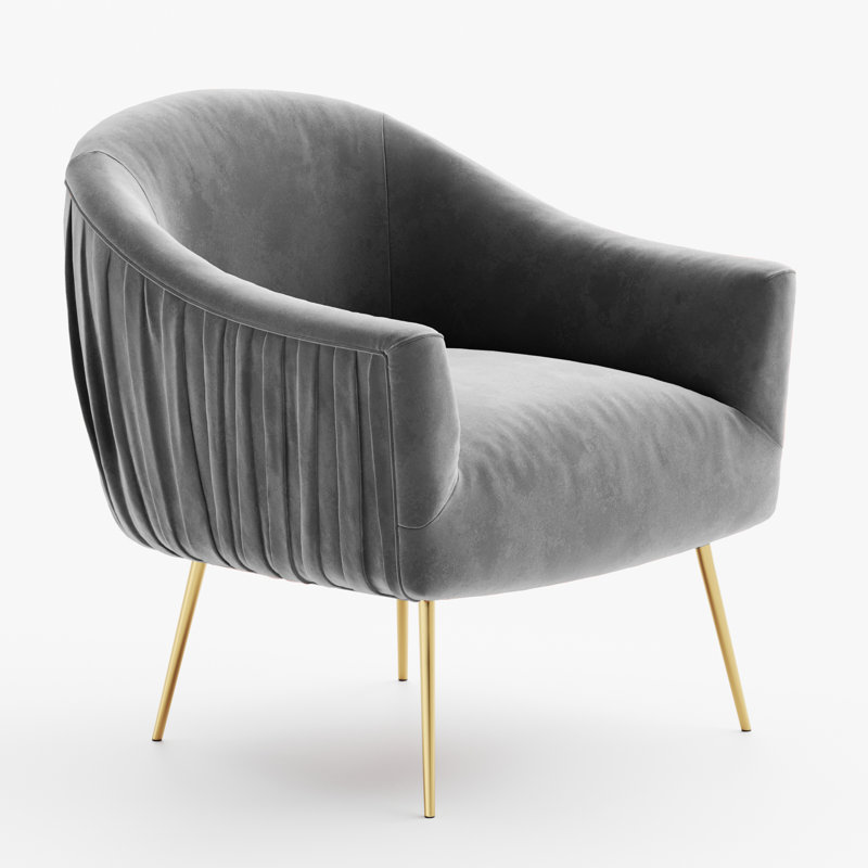 Darrell Upholstered Armchair, Gray Velvet