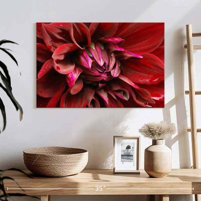 Fleur de dahlia rouge Harnek, H 16 po x l 24 po