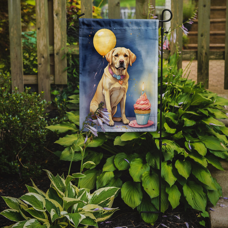 Drapeau de jardin «Happy Birthday», Labrador Retriever blond