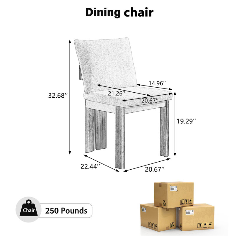 Chaises de salle à manger Boucle, 2, Beige