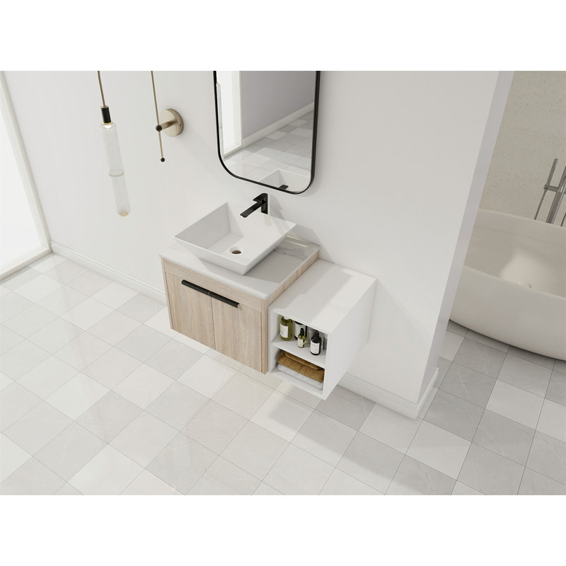 Meuble-lavabo moderne 36 po avec lavabo d'art en céramique
