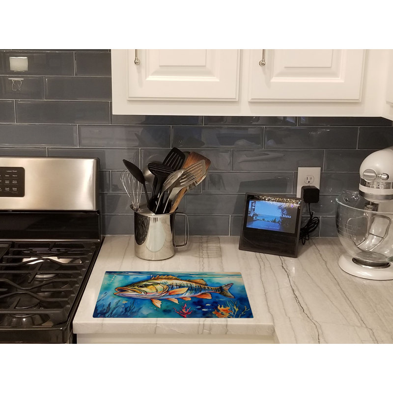 Striped Bass Glass Cutting Board Large