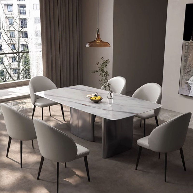 Table de salle à manger haut de gamme en marbre, H 29,53 po x L 62,99 po x l 35,43 po