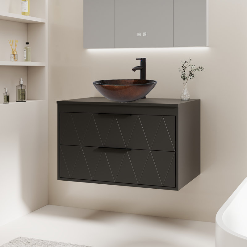 Meuble-lavabo mural avec lavabo vasque 30 po Sharee, Noir