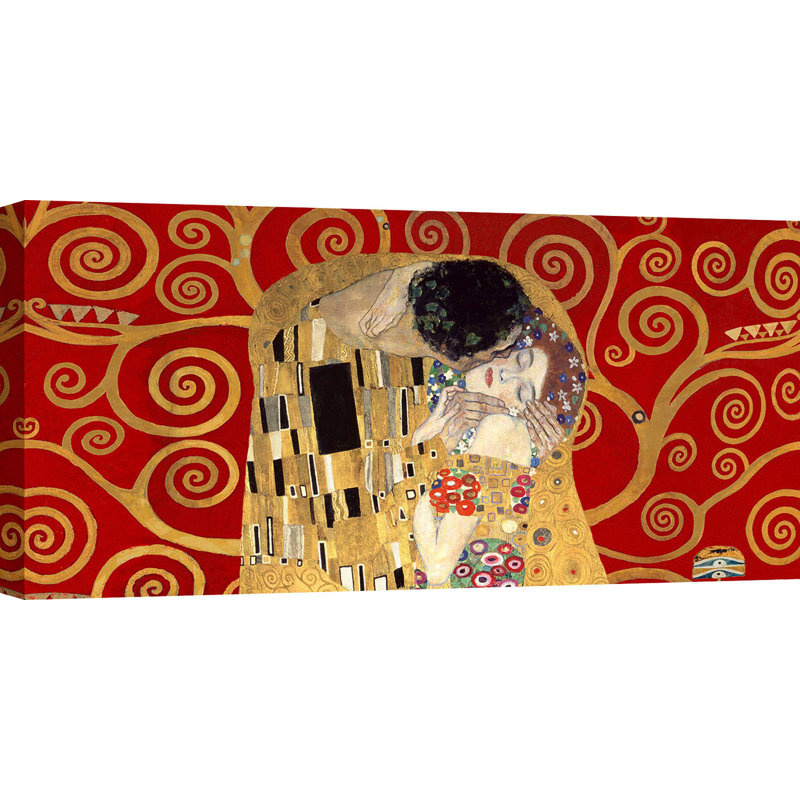The Kiss by Gustav Klimt - Wrapped Canvas Painting, 50cm H x 100cm W x 4cm D