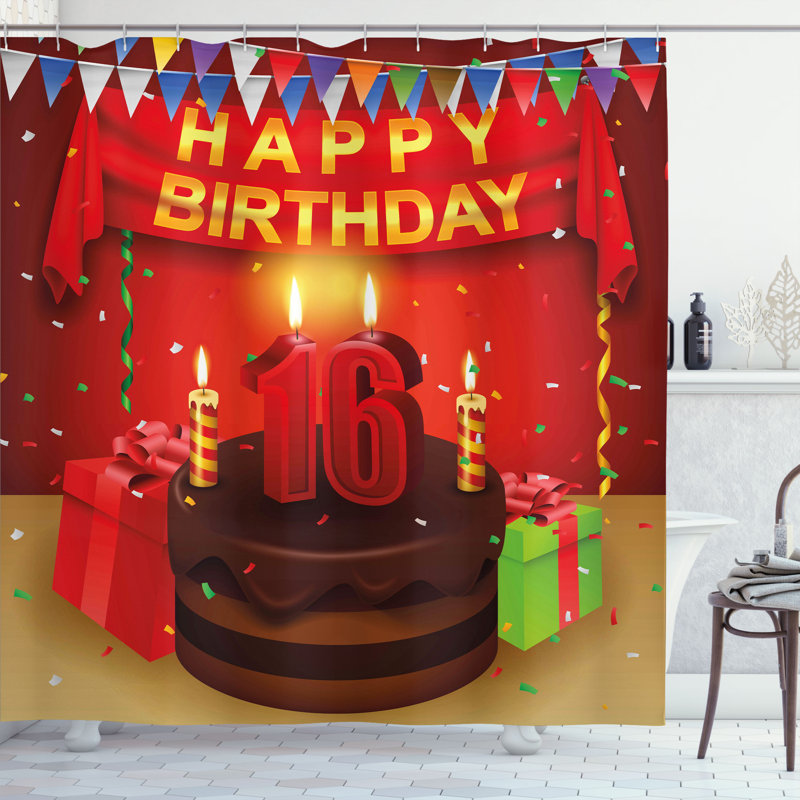 Dakota Fields Fun Shower Curtain Celebration Ribbon Multicolor, 84"H x 69"W