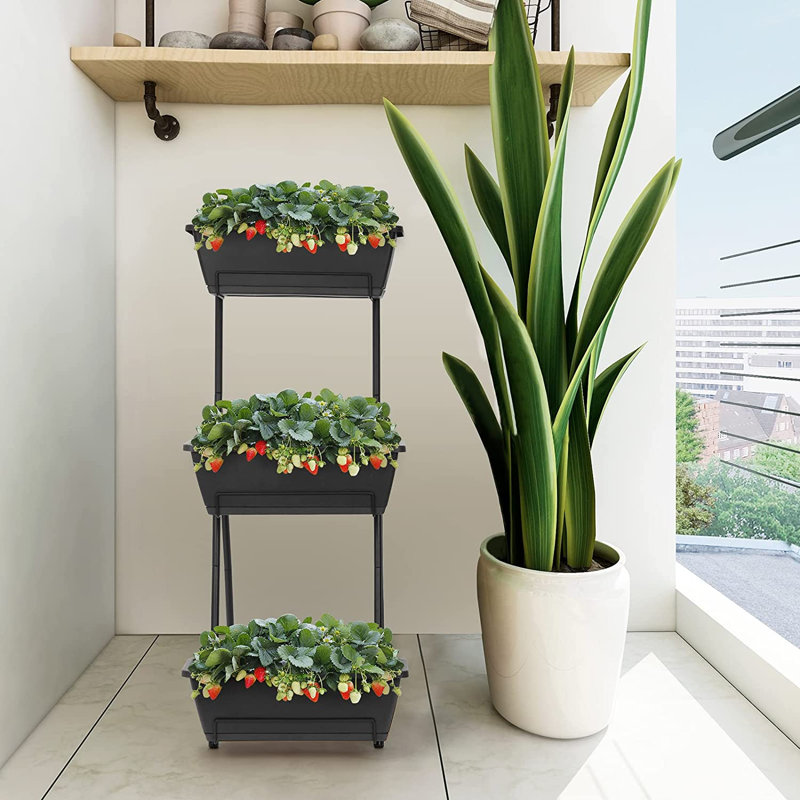 Jardin vertical en plastique Nathanim, Noir, H 39,76 po x l 16,92 po x P 21,65 po