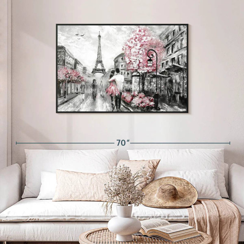 Rose Paris, Cadre flottant noir, 43 po x 29 po