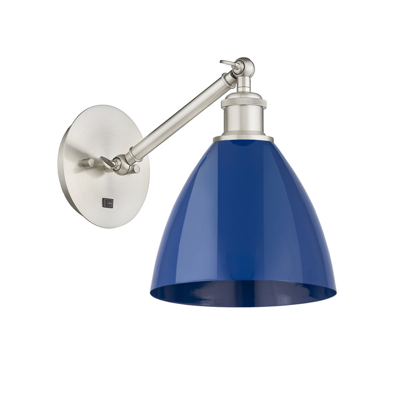 Armed Sconce, Blue, Brushed Satin Nickel