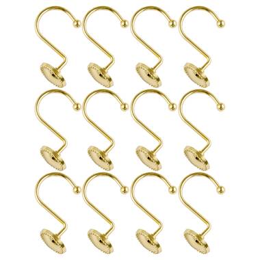 Brass Shower Curtain Hooks, Set Of 12 Metal Shower Rings Gold Decorative,  Premium Rust Resistant S Shaped ?hooks Hangers For Bathroom Curtains,clothin