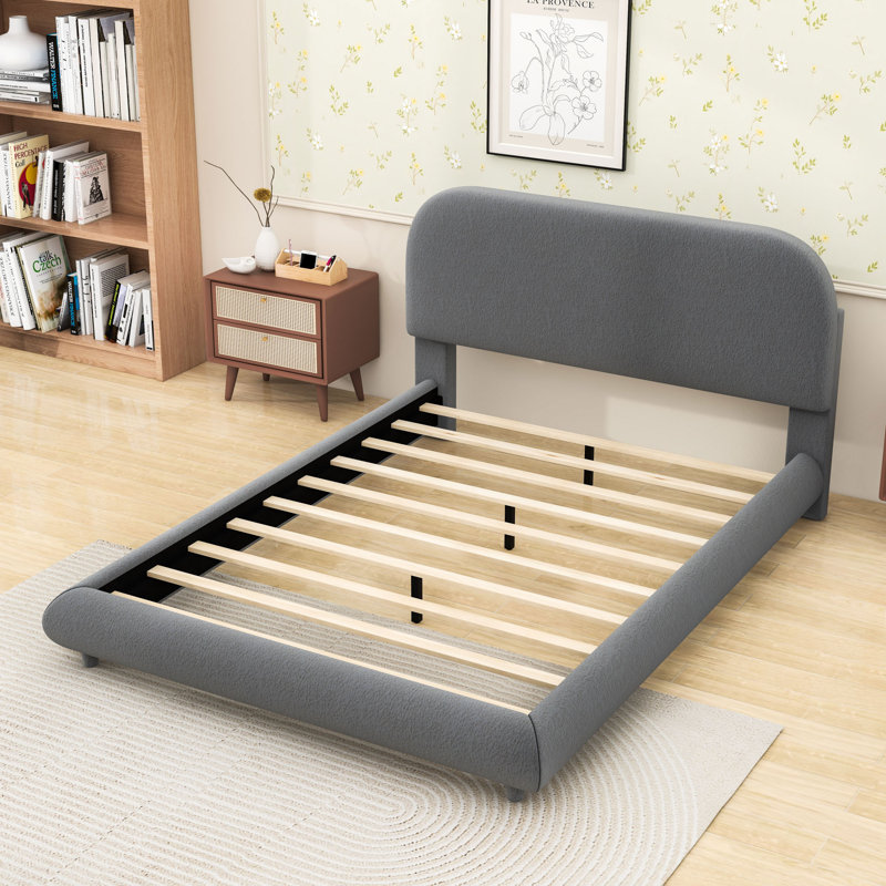 Cozy Chic Upholstered Platform Bed with Headboard, Gray, Full