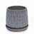 Handmade Gray Glazed Ceramic Planter Set of 2, 6" & 8" Diameter, Vertical Ribbed Pattern, for Succulents & Herbs Indoor/Outdoor Shelf & Table Use, Breathable Clay with Saucers-1903739504