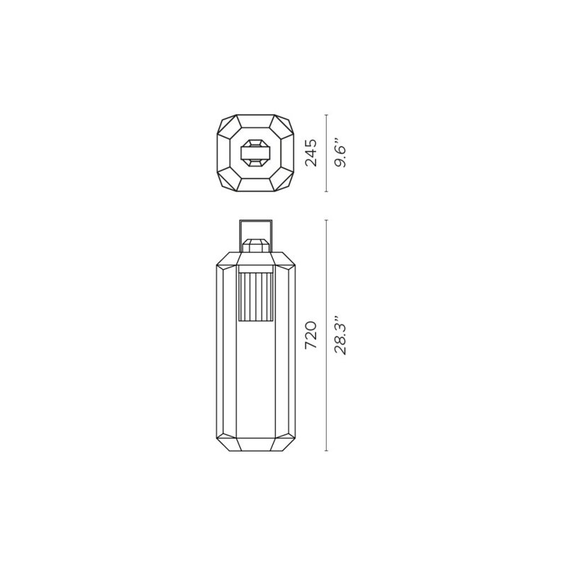 Cube Outdoor Lantern Small Battery, 28.3" H x 9.6" W x 9.6" D, Dark Bronze