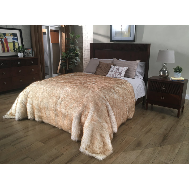 Machine Woven Coverlet, King Bedspread, White/Brown