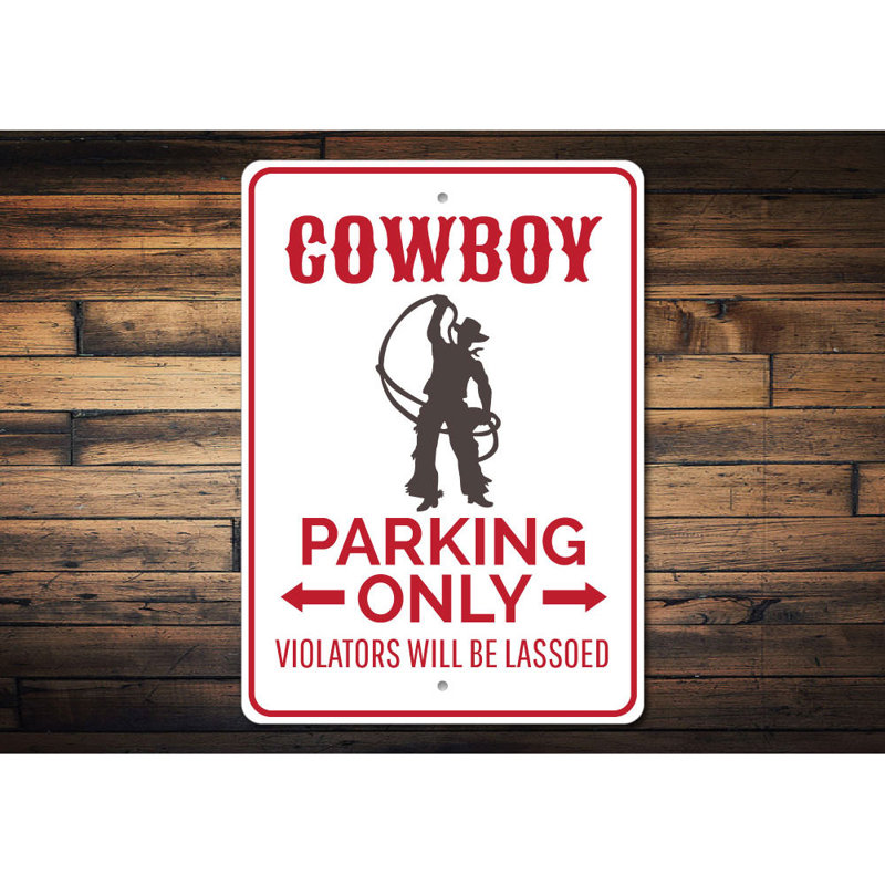 Enseigne en aluminium Cowboy, H 14 po x l 10 po x P 0,04 po