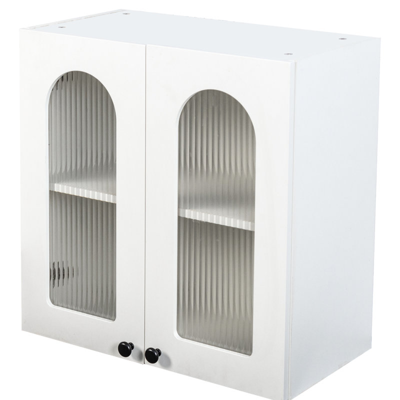 Armoire suspendue à porte vitrée cintrée pour cuisine ou corridor - Spacieuse et polyvalente, largeur d'emballage de 15,55 pouces, solution de rangement murale polyvalente pour salle de bain.